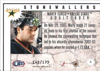 2003-04 Pacific Heads Up - Stonewallers Hobby LTD #4 Marty Turco Back