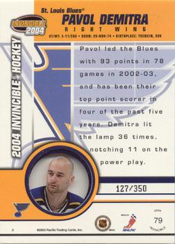 2003-04 Pacific Invincible - Blue #79 Pavol Demitra Back