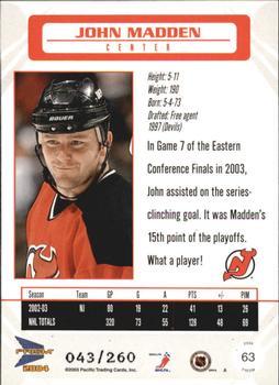 2003-04 Pacific Prism - Red #63 John Madden Back