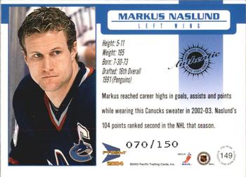 2003-04 Pacific Prism - Retail Jerseys #149 Markus Naslund Back