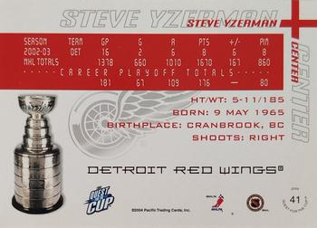 2003-04 Pacific Quest for the Cup - Blue #41 Steve Yzerman Back