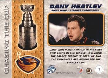 2003-04 Pacific Quest for the Cup - Chasing the Cup #1 Dany Heatley Back