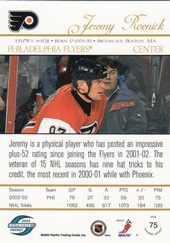 2003-04 Pacific Supreme - Retail #75 Jeremy Roenick Back