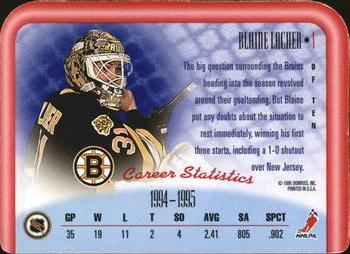 1995-96 Donruss - Between the Pipes #1 Blaine Lacher Back