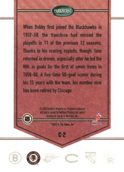 2003-04 Parkhurst Original Six Chicago - Inserts #C-2 Bobby Hull Back