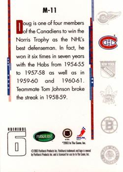 2003-04 Parkhurst Original Six Montreal - Inserts #M-11 Doug Harvey Back