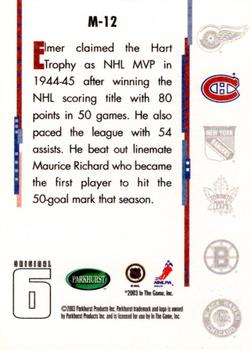 2003-04 Parkhurst Original Six Montreal - Inserts #M-12 Elmer Lach Back