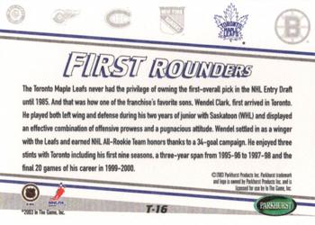 2003-04 Parkhurst Original Six Toronto - Inserts #T-16 Wendel Clark Back