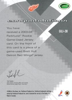 2003-04 Parkhurst Rookie - Game-Used Jersey #GUJ-38 Brett Hull Back