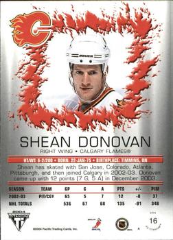 2003-04 Pacific Private Stock Titanium - Hobby Jersey Number Parallels #16 Shean Donovan Back