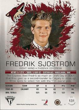 2003-04 Pacific Private Stock Titanium - Hobby Jersey Number Parallels #131 Fredrik Sjostrom Back