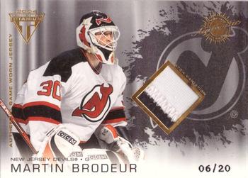 2003-04 Pacific Private Stock Titanium - Authentic Game-Worn Jersey Patch Variation #200 Martin Brodeur Front