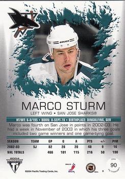 2003-04 Pacific Private Stock Titanium - Retail #90 Marco Sturm Back