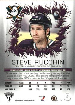2003-04 Pacific Private Stock Titanium - Retail Jersey Number Parallels #2 Steve Rucchin Back