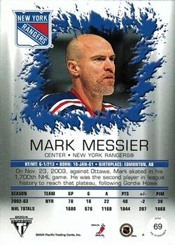 2003-04 Pacific Private Stock Titanium - Retail Jersey Number Parallels #69 Mark Messier Back