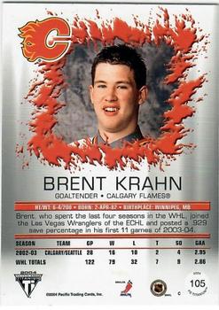 2003-04 Pacific Private Stock Titanium - Retail Jersey Number Parallels #105 Brent Krahn Back