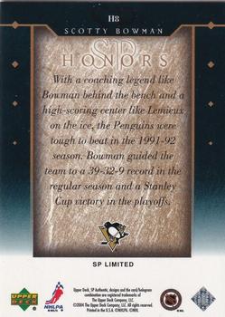2003-04 SP Authentic - SP Honors SP Limited #H8 Scotty Bowman Back