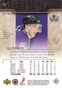 2003-04 SP Authentic - SP Limited #39 Luc Robitaille Back