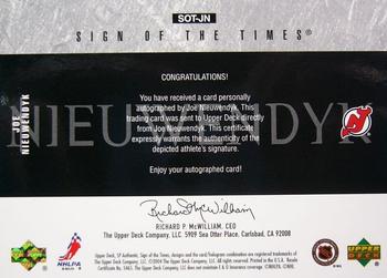2003-04 SP Authentic - Sign of the Times #SOT-JN Joe Nieuwendyk Back