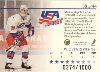 1995-96 Donruss Elite - World Juniors #38 Mark Parrish Back
