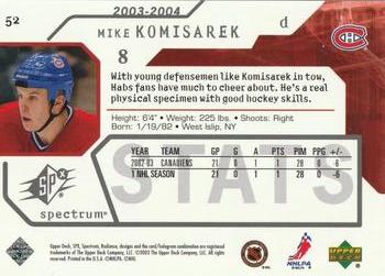 2003-04 SPx - Spectrum #52 Mike Komisarek Back