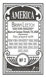 2003-04 Topps C55 - Minis America Back #2 Brian Leetch Back