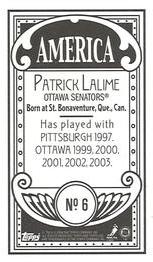 2003-04 Topps C55 - Minis America Back #6 Patrick Lalime Back