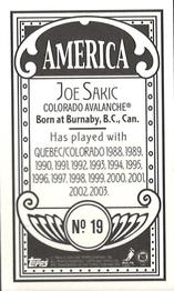 2003-04 Topps C55 - Minis America Back #19 Joe Sakic Back