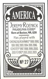 2003-04 Topps C55 - Minis America Back #27 Jeremy Roenick Back
