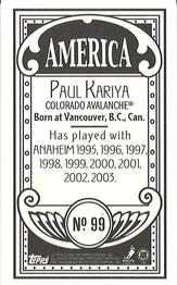2003-04 Topps C55 - Minis America Back #99 Paul Kariya Back