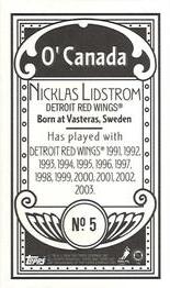 2003-04 Topps C55 - Minis O' Canada Back #5 Nicklas Lidstrom Back