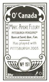 2003-04 Topps C55 - Minis O' Canada Back #151 Marc-Andre Fleury Back