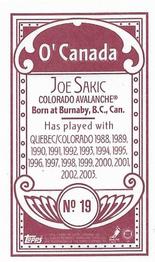2003-04 Topps C55 - Minis O' Canada Back Red #19 Joe Sakic Back