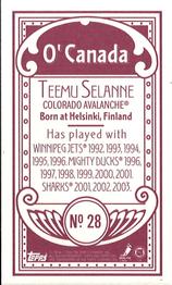 2003-04 Topps C55 - Minis O' Canada Back Red #28 Teemu Selanne Back