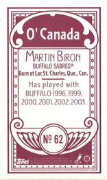 2003-04 Topps C55 - Minis O' Canada Back Red #62 Martin Biron Back