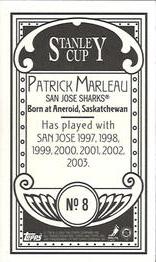 2003-04 Topps C55 - Minis Stanley Cup Back #8 Patrick Marleau Back