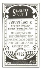 2003-04 Topps C55 - Minis Stanley Cup Back #22 Anson Carter Back