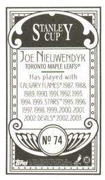 2003-04 Topps C55 - Minis Stanley Cup Back #74 Joe Nieuwendyk Back