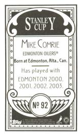 2003-04 Topps C55 - Minis Stanley Cup Back #92 Mike Comrie Back
