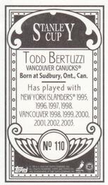 2003-04 Topps C55 - Minis Stanley Cup Back #110 Todd Bertuzzi Back