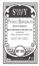 2003-04 Topps C55 - Minis Stanley Cup Back #148 Patrice Bergeron Back