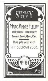 2003-04 Topps C55 - Minis Stanley Cup Back #151 Marc-Andre Fleury Back