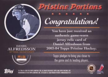 2003-04 Topps Pristine - Pristine Portions Jersey Refractors #PPJ-DA Daniel Alfredsson Back
