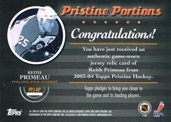 2003-04 Topps Pristine - Pristine Portions Jersey #PPJ-KP Keith Primeau Back
