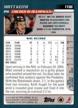 2003-04 Topps Traded & Rookies - Blue #TT96 Matt Keith Back
