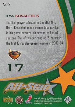 2003-04 Upper Deck - All-Star Class #AS-2 Ilya Kovalchuk Back
