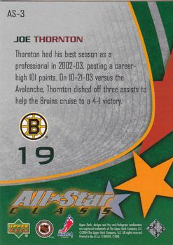 2003-04 Upper Deck - All-Star Class #AS-3 Joe Thornton Back