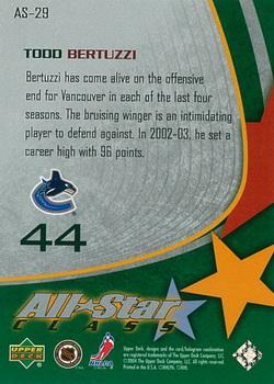 2003-04 Upper Deck - All-Star Class #AS-29 Todd Bertuzzi Back