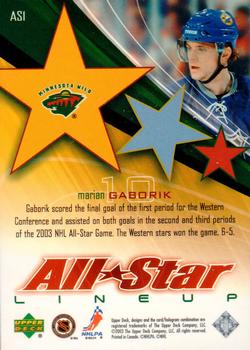 2003-04 Upper Deck - All-Star Lineup #AS1 Marian Gaborik Back