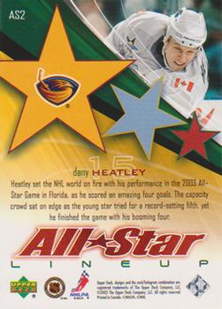 2003-04 Upper Deck - All-Star Lineup #AS2 Dany Heatley Back